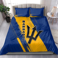 Barbados Trident and Coat of Arms Bedding Set with Blue Yellow Patriotic Graphic - Wonder Print Shop