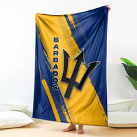 Barbados Trident and Coat of Arms Blanket with Blue Yellow Patriotic Graphic - Wonder Print Shop