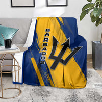Barbados Trident and Coat of Arms Blanket with Blue Yellow Patriotic Graphic - Wonder Print Shop