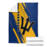Barbados Trident and Coat of Arms Blanket with Blue Yellow Patriotic Graphic - Wonder Print Shop