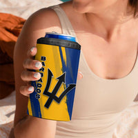 Barbados Trident and Coat of Arms 4 in 1 Can Cooler Tumbler with Blue Yellow Patriotic Graphic - Wonder Print Shop