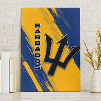 Barbados Trident and Coat of Arms Canvas Wall Art with Blue Yellow Patriotic Graphic - Wonder Print Shop