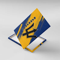 Barbados Trident and Coat of Arms Canvas Wall Art with Blue Yellow Patriotic Graphic - Wonder Print Shop