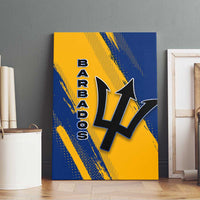 Barbados Trident and Coat of Arms Canvas Wall Art with Blue Yellow Patriotic Graphic - Wonder Print Shop