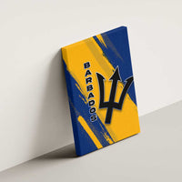 Barbados Trident and Coat of Arms Canvas Wall Art with Blue Yellow Patriotic Graphic - Wonder Print Shop