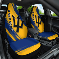 Barbados Trident and Coat of Arms Car Seat Cover with Blue Yellow Patriotic Graphic - Wonder Print Shop