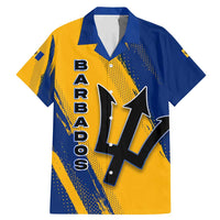 Barbados Trident and Coat of Arms Family Matching Mermaid Dress and Hawaiian Shirt with Blue Yellow Patriotic Graphic - Wonder Print Shop