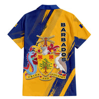 Barbados Trident and Coat of Arms Family Matching Mermaid Dress and Hawaiian Shirt with Blue Yellow Patriotic Graphic - Wonder Print Shop