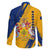 Barbados Trident and Coat of Arms Family Matching Off Shoulder Maxi Dress and Hawaiian Shirt with Blue Yellow Patriotic Graphic - Wonder Print Shop