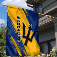 Barbados Trident and Coat of Arms Garden Flag with Blue Yellow Patriotic Graphic - Wonder Print Shop