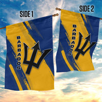 Barbados Trident and Coat of Arms Garden Flag with Blue Yellow Patriotic Graphic - Wonder Print Shop