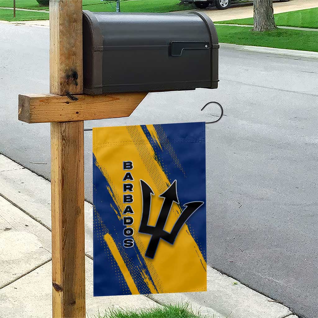 Barbados Trident and Coat of Arms Garden Flag with Blue Yellow Patriotic Graphic - Wonder Print Shop