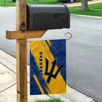 Barbados Trident and Coat of Arms Garden Flag with Blue Yellow Patriotic Graphic - Wonder Print Shop