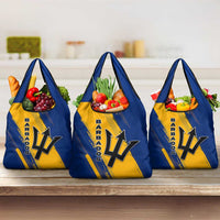 Barbados Trident and Coat of Arms Grocery Bag with Blue Yellow Patriotic Graphic - Wonder Print Shop