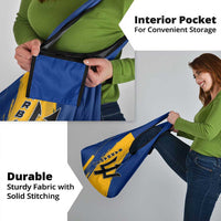 Barbados Trident and Coat of Arms Grocery Bag with Blue Yellow Patriotic Graphic - Wonder Print Shop