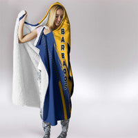 Barbados Trident and Coat of Arms Hooded Blanket with Blue Yellow Patriotic Graphic - Wonder Print Shop