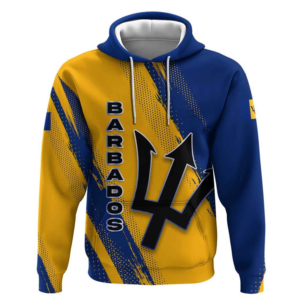 Barbados Trident and Coat of Arms Hoodie with Blue Yellow Patriotic Graphic - Wonder Print Shop