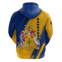 Barbados Trident and Coat of Arms Hoodie with Blue Yellow Patriotic Graphic - Wonder Print Shop