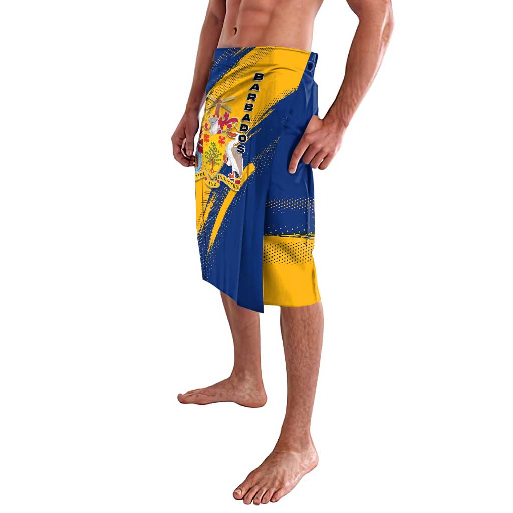 Barbados Trident and Coat of Arms Lavalava with Blue Yellow Patriotic Graphic - Wonder Print Shop