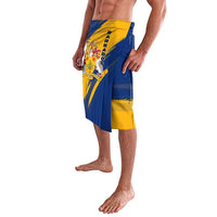 Barbados Trident and Coat of Arms Lavalava with Blue Yellow Patriotic Graphic - Wonder Print Shop