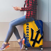 Barbados Trident and Coat of Arms Luggage Cover with Blue Yellow Patriotic Graphic - Wonder Print Shop