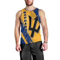 Barbados Trident and Coat of Arms Men Tank Top with Blue Yellow Patriotic Graphic - Wonder Print Shop