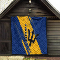 Barbados Trident and Coat of Arms Quilt with Blue Yellow Patriotic Graphic - Wonder Print Shop