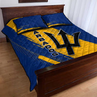 Barbados Trident and Coat of Arms Quilt Bed Set with Blue Yellow Patriotic Graphic - Wonder Print Shop