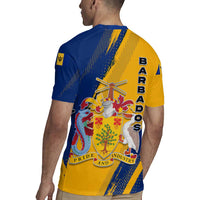 Barbados Trident and Coat of Arms Rugby Jersey with Blue Yellow Patriotic Graphic - Wonder Print Shop