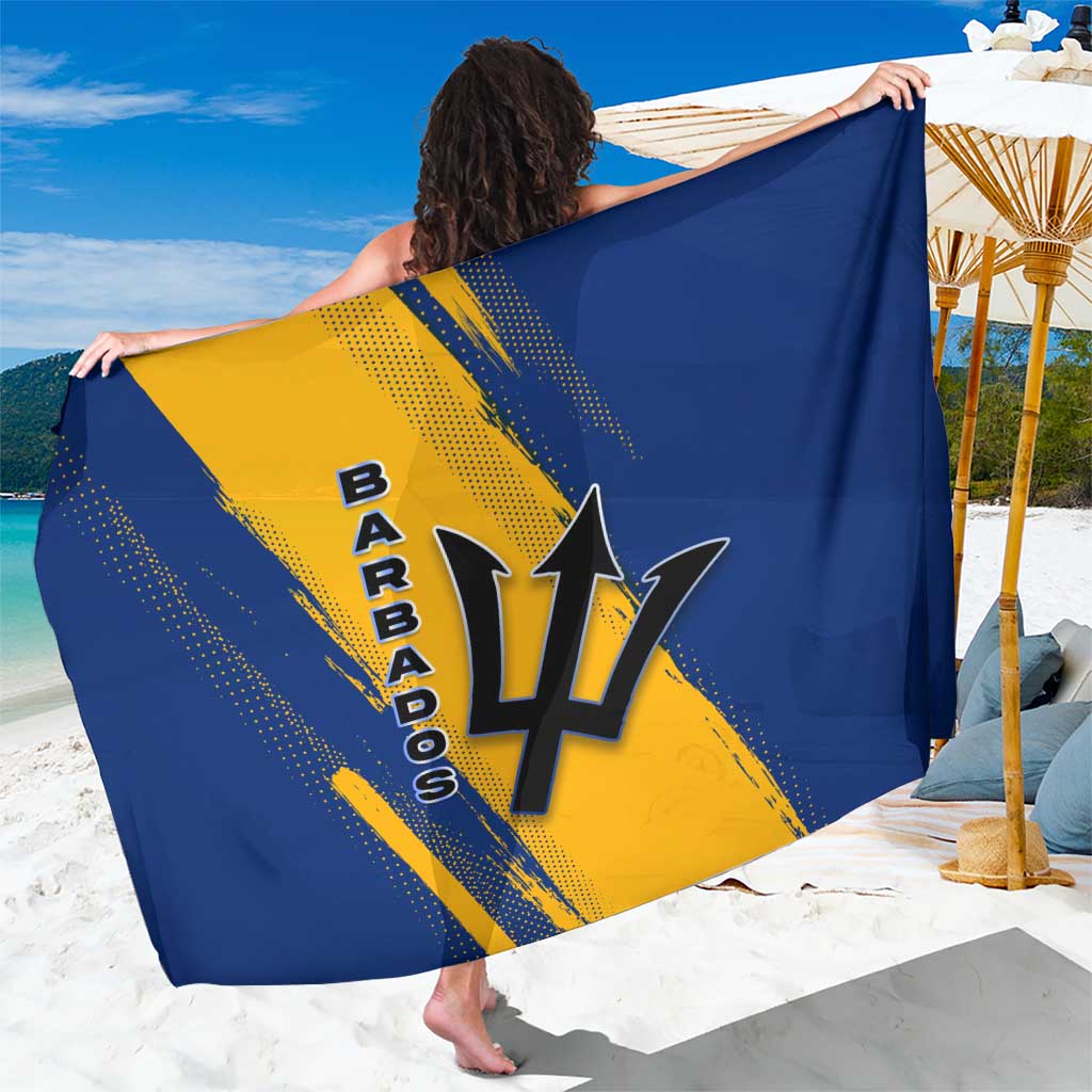 Barbados Trident and Coat of Arms Sarong with Blue Yellow Patriotic Graphic - Wonder Print Shop