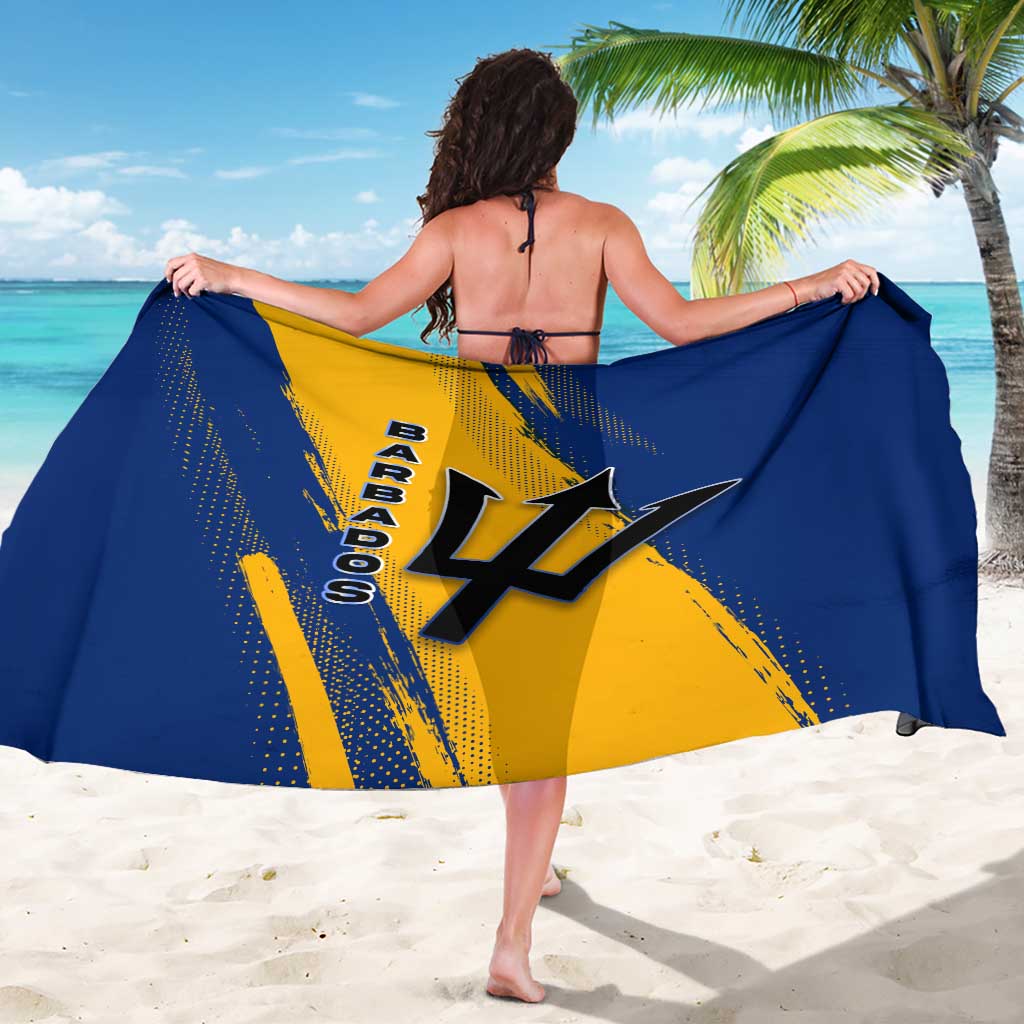 Barbados Trident and Coat of Arms Sarong with Blue Yellow Patriotic Graphic - Wonder Print Shop