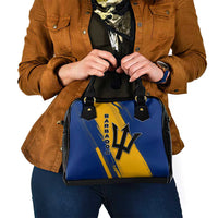 Barbados Trident and Coat of Arms Shoulder Handbag with Blue Yellow Patriotic Graphic - Wonder Print Shop