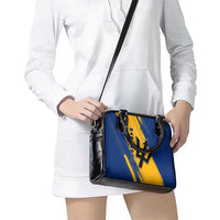 Barbados Trident and Coat of Arms Shoulder Handbag with Blue Yellow Patriotic Graphic - Wonder Print Shop