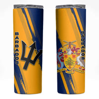 Barbados Trident and Coat of Arms Skinny Tumbler with Blue Yellow Patriotic Graphic - Wonder Print Shop
