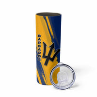 Barbados Trident and Coat of Arms Skinny Tumbler with Blue Yellow Patriotic Graphic - Wonder Print Shop