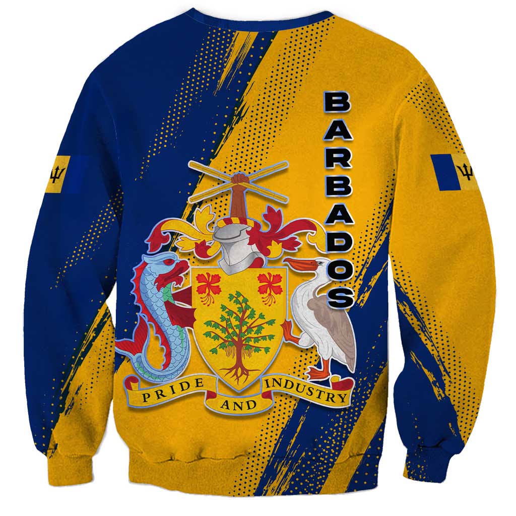 Barbados Trident and Coat of Arms Sweatshirt with Blue Yellow Patriotic Graphic - Wonder Print Shop