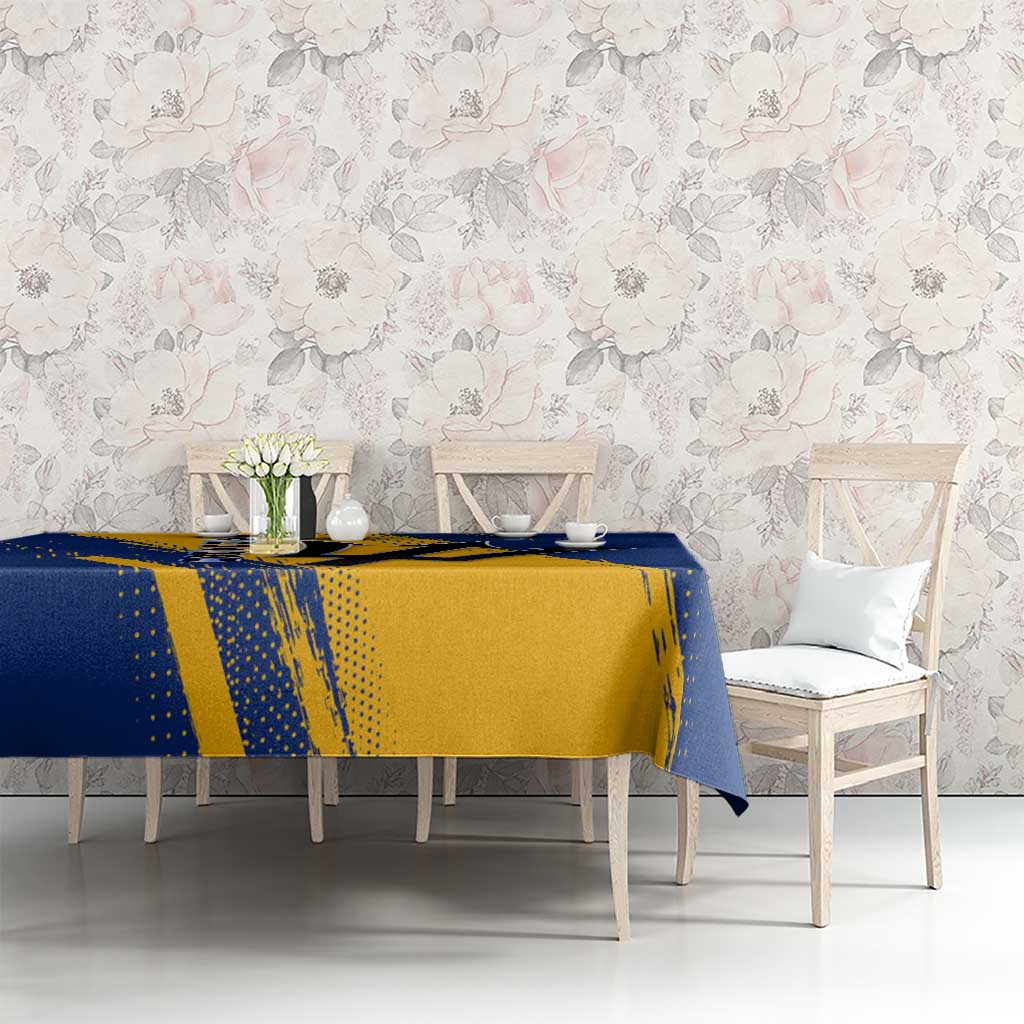 Barbados Trident and Coat of Arms Tablecloth with Blue Yellow Patriotic Graphic - Wonder Print Shop