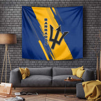Barbados Trident and Coat of Arms Tapestry with Blue Yellow Patriotic Graphic - Wonder Print Shop