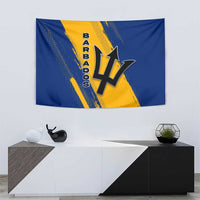 Barbados Trident and Coat of Arms Tapestry with Blue Yellow Patriotic Graphic - Wonder Print Shop