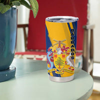 Barbados Trident and Coat of Arms Tumbler Cup with Blue Yellow Patriotic Graphic - Wonder Print Shop
