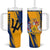 Barbados Trident and Coat of Arms Tumbler With Handle with Blue Yellow Patriotic Graphic - Wonder Print Shop