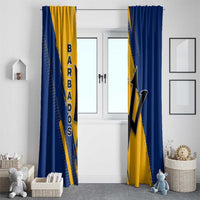 Barbados Trident and Coat of Arms Window Curtain with Blue Yellow Patriotic Graphic - Wonder Print Shop