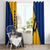Barbados Trident and Coat of Arms Window Curtain with Blue Yellow Patriotic Graphic - Wonder Print Shop