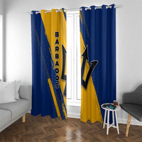 Barbados Trident and Coat of Arms Window Curtain with Blue Yellow Patriotic Graphic - Wonder Print Shop
