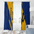 Barbados Trident and Coat of Arms Window Curtain with Blue Yellow Patriotic Graphic - Wonder Print Shop