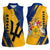 Barbados Trident and Coat of Arms Women Sleeveless Polo Shirt with Blue Yellow Patriotic Graphic - Wonder Print Shop
