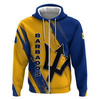 Barbados Trident and Coat of Arms Zip Hoodie with Blue Yellow Patriotic Graphic - Wonder Print Shop