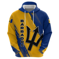 Barbados Trident and Coat of Arms Zip Hoodie with Blue Yellow Patriotic Graphic - Wonder Print Shop