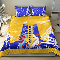 Barbados Coat of Arms Bedding Set with Yellow Blue Pelican Dolphin Graphic - Wonder Print Shop