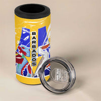 Barbados Coat of Arms 4 in 1 Can Cooler Tumbler with Yellow Blue Pelican Dolphin Graphic - Wonder Print Shop